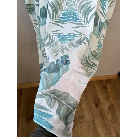 Vacances Beach Swim Coverup Palm Leaf 100% Silk Cream Caftan kimono resortwear - Picture 14 of 16